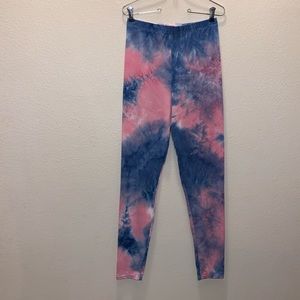 Mayfair blue pink tie dye casual comfy high rise leggings
